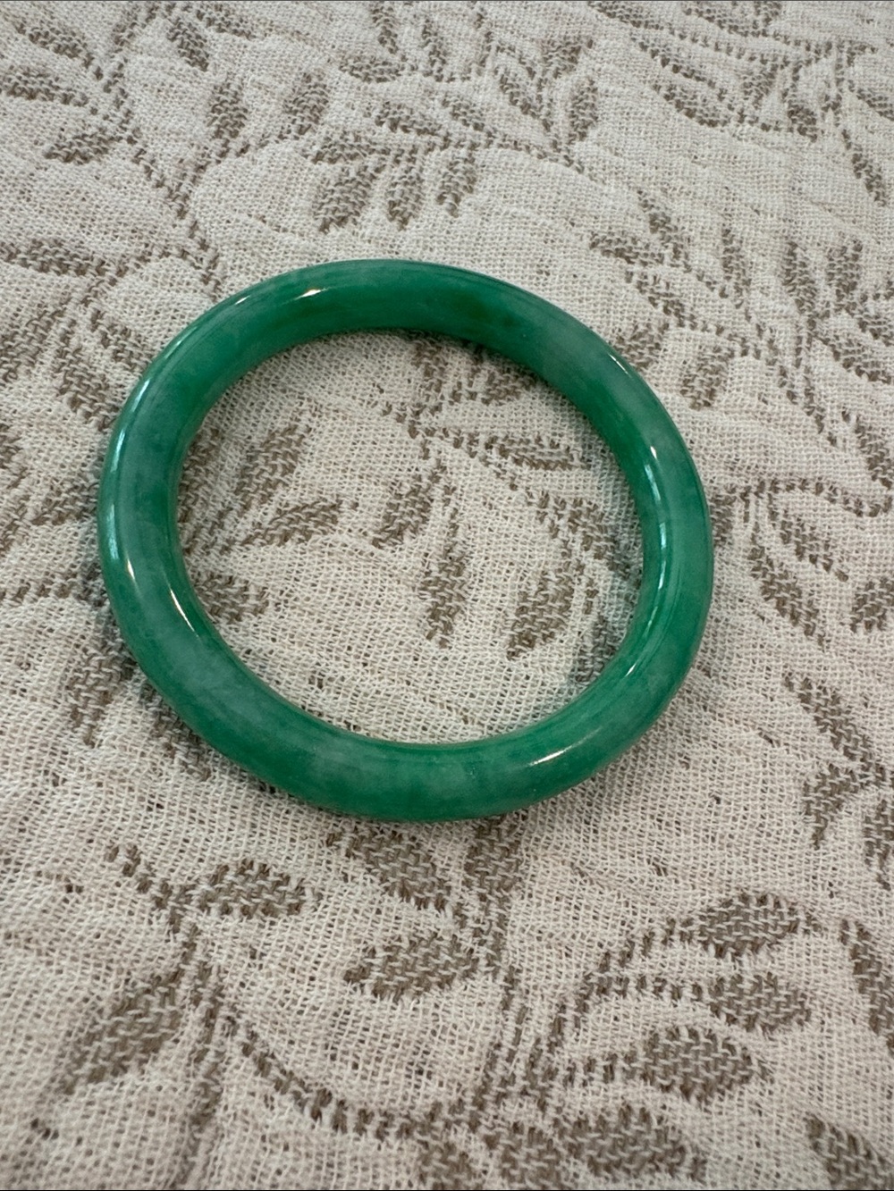 Polished Green Jade Bangle Bracelet - Women's Jewelry